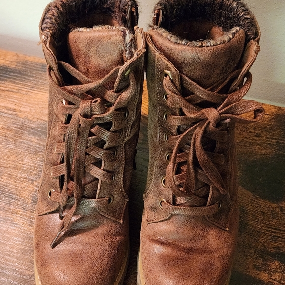 Carlos Santana Brown Lace up Moto Combat Boots Women's 7M - Picture 5 of 11